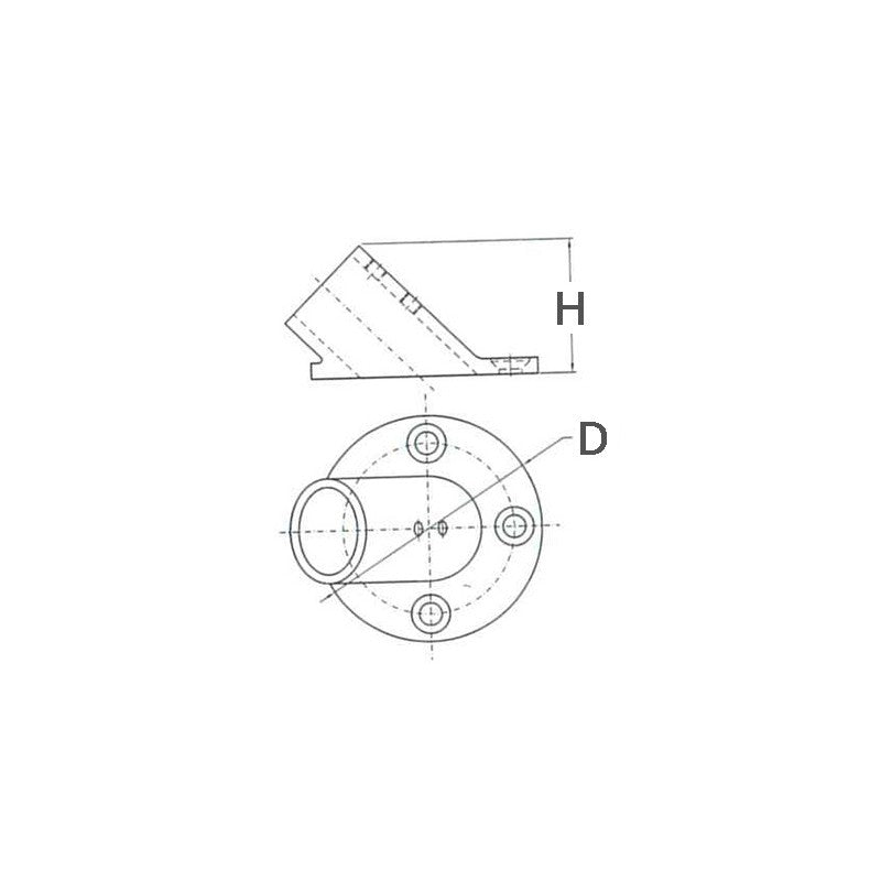 BASE INOX TONDA 60° Ø MM.25 - 2929125 - FORNITURE NAUTICHE ITALIANE