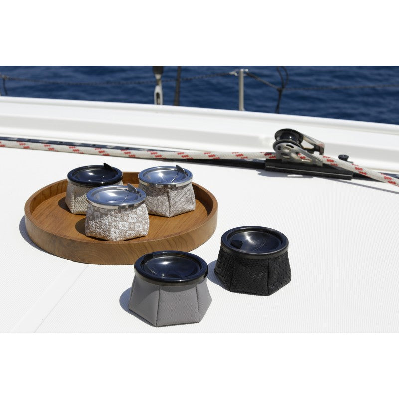 POSACENERE WINDPROOF RATTAN NERO - 2130251 - MARINE BUSINESS
