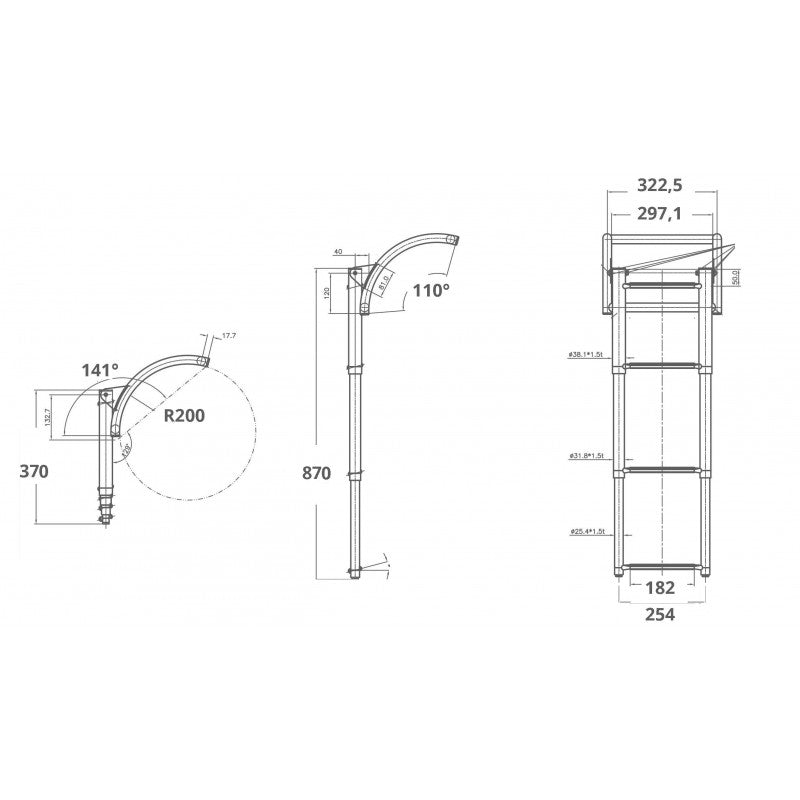SCALETTA INOX PER GOMMONI 4GR. - 3030337 - FORNITURE NAUTICHE ITALIANE