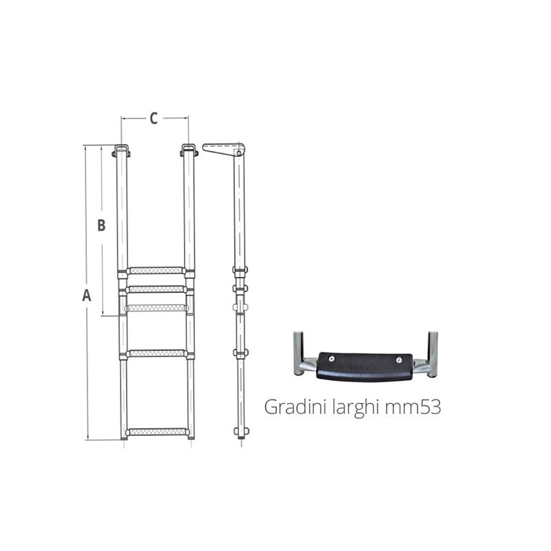 SCALETTA INOX 316 TELESCOPICA 4GR. - 3030310 - FORNITURE NAUTICHE ITALIANE