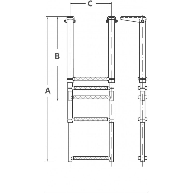 SCALETTA INOX 316 TELESCOPICA 4GR. - 3030313 - FORNITURE NAUTICHE ITALIANE