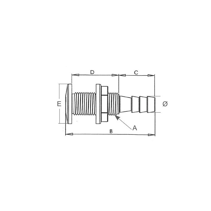 SCARICO A MARE NYLON Ø MM.19 - 1818253 - NUOVA RADE