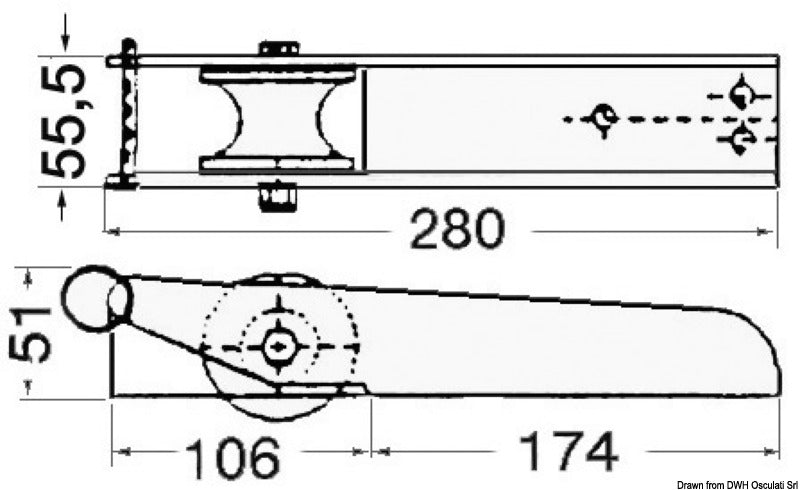 Musone di prua inox 280 x 55 mm