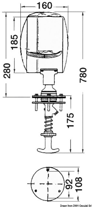 Faro comando interno 24 V 185 mm