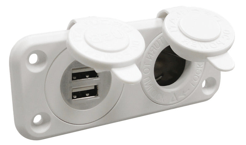 Presa accendisigari + doppia USB bianca