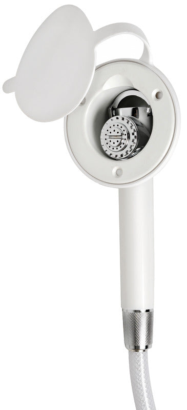 Doccia a pulsante bianca tubo PVC 4 m a parete