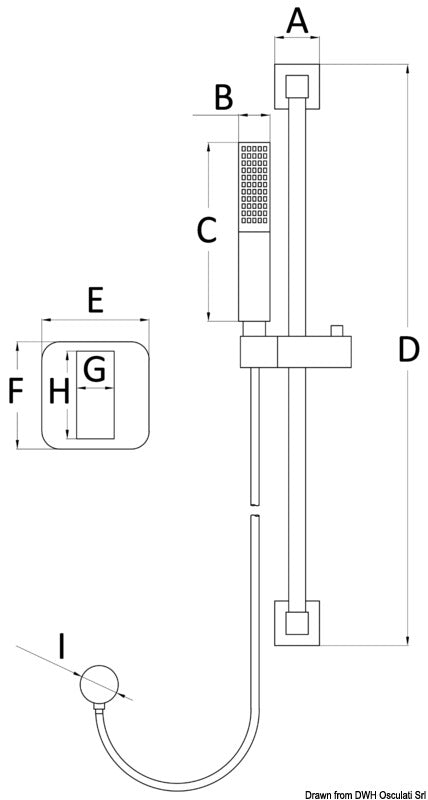 Saliscendi doccia con misc.Square V.2 tubo in PVC