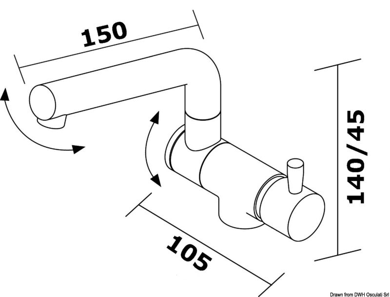 Miscelatore doppio snodo abbattibile