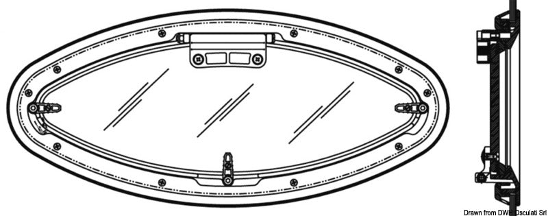 Oblò ellittico Bomar Flagship 209 x 468 mm