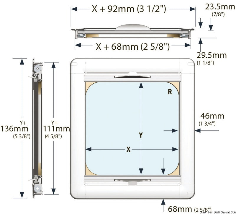 Tenda oscurante incassata Oceanair per Lewmar 20 W