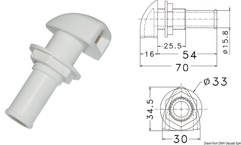 Sfiato in plastica Ø 16 mm