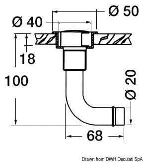 Sfiato ottone cromato 20 mm 90° sinistro