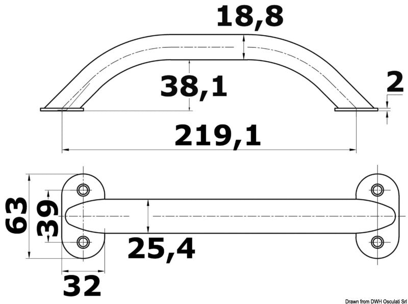 Handrail 8-5/8 (oval bracket) ss304