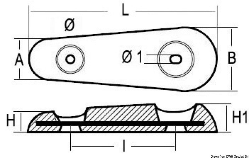 Anodo ovale VETUS 1000 g