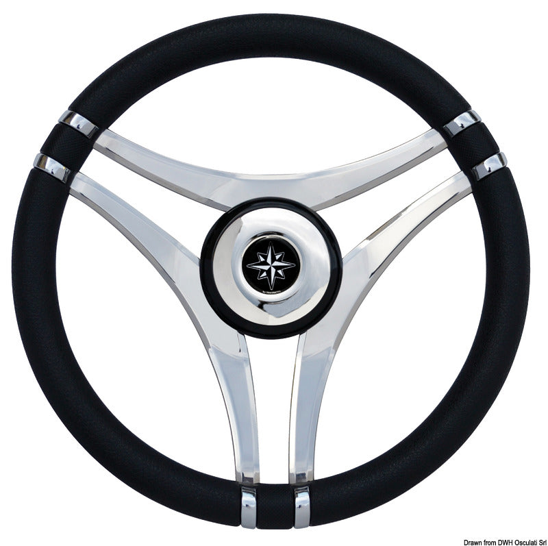 Volante IMPACT nero Ø 350 mm con razze acciaio