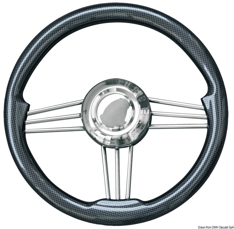 Volante inox+carbonio 350 mm