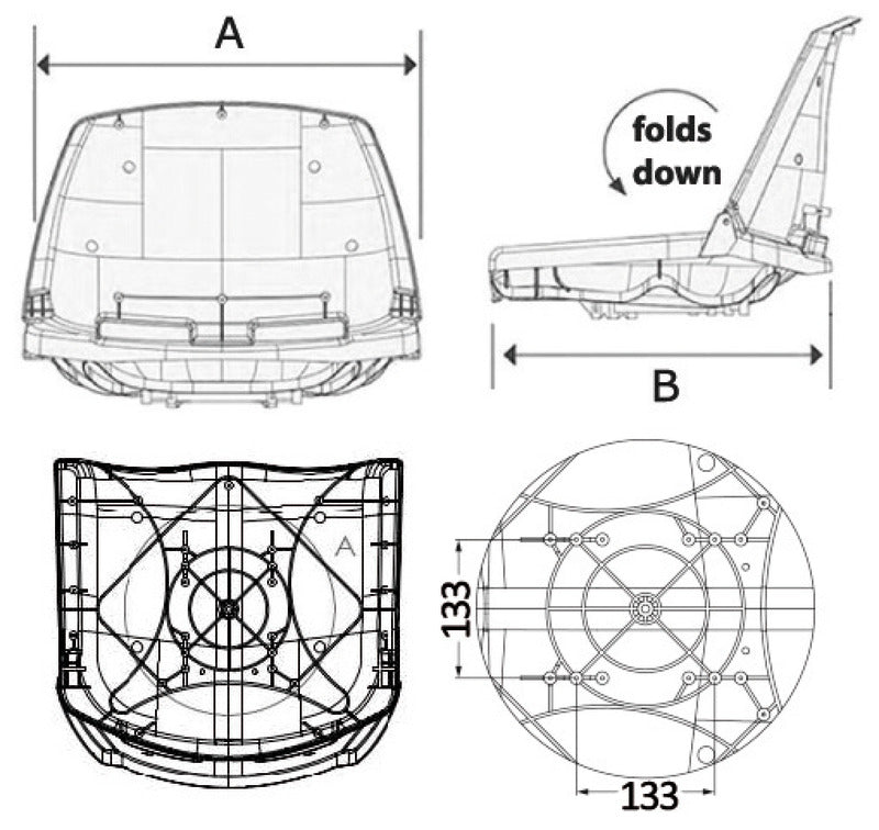 Sedile bianco con schienale ribaltabile