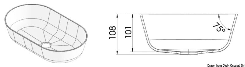 Lavello semiovale in Ocritech bianco 450x260