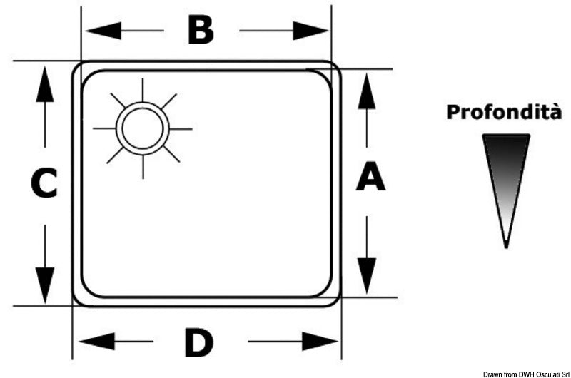 Lavello inox 250 x 360 x 150 mm