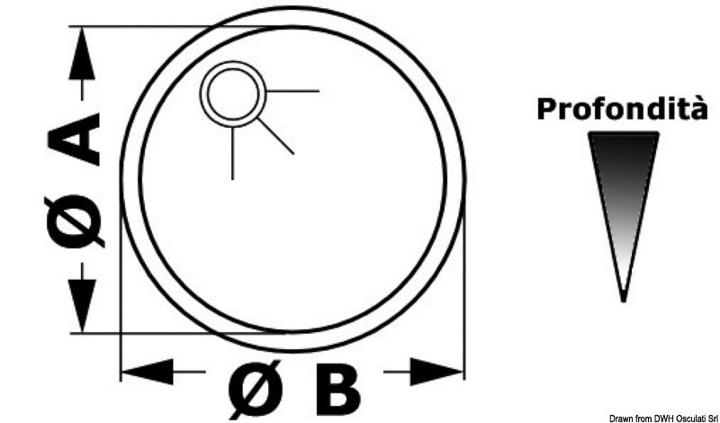 Lavello inox tondo 385 x 180 mm