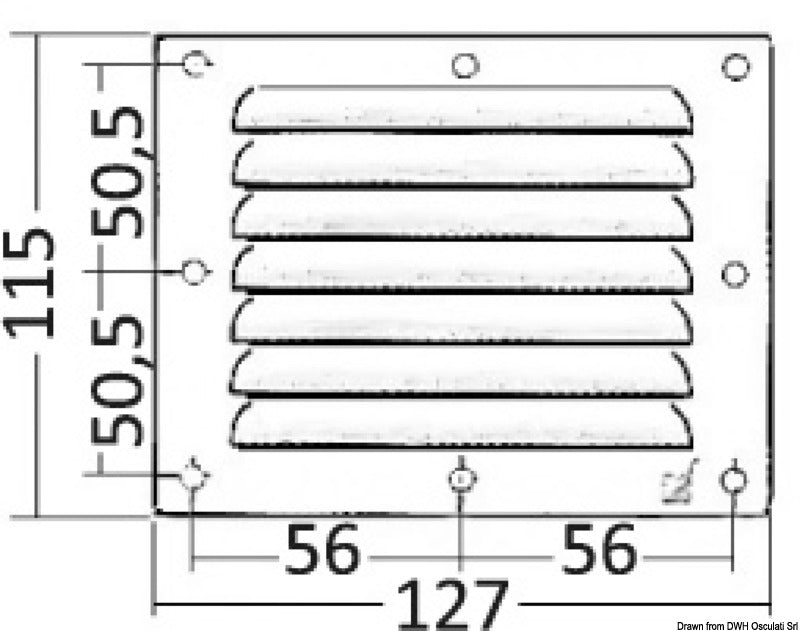 Griglia areazione inox 115 x 127 mm