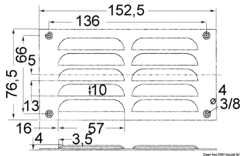Griglia areazione 76 x 152 mm + antizanzare