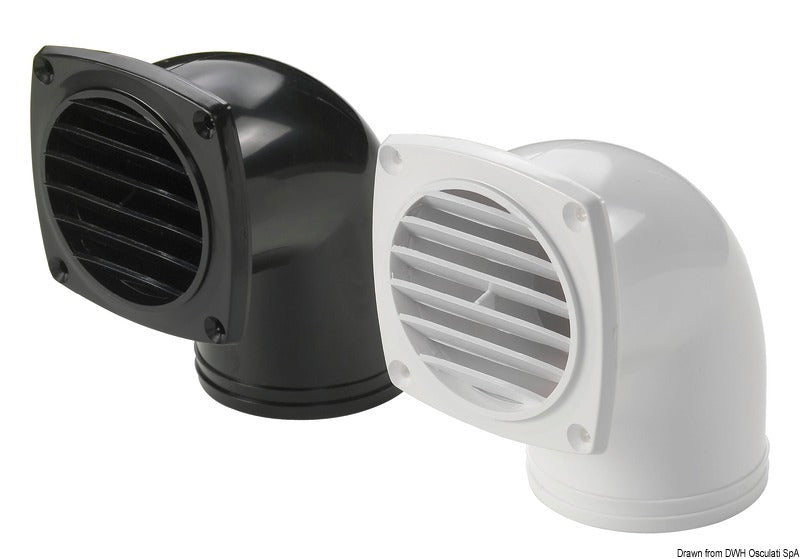 Presa d\'aria ABS con collare 90° mm 92 x 92 bianca