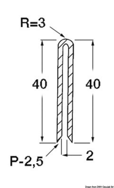 Profilo grigio chiaro RAL 7035 2x2x40 mm