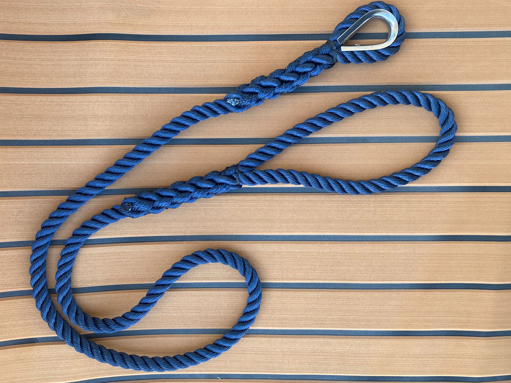 Cima ormeggio artigianale, 3 legnoli con occhio e redancia