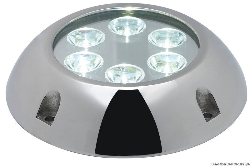 Faro subacqueo 6 LED bianchi con vite