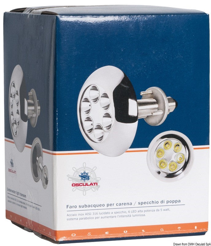 Faro subacqueo 6 LED bianchi con vite