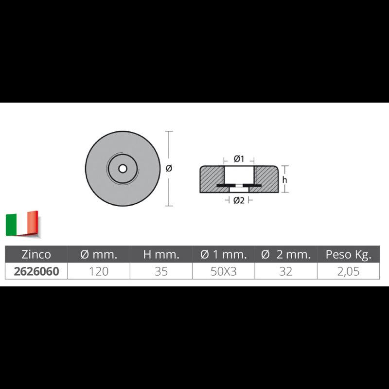 ANODO POPPA Ø MM.120 - 2626060 - TECNOSEAL
