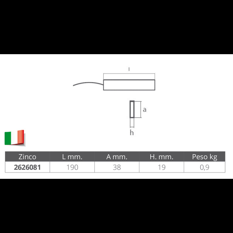 ANODO SOSPESO IN ZINCO - 2626081 - TECNOSEAL