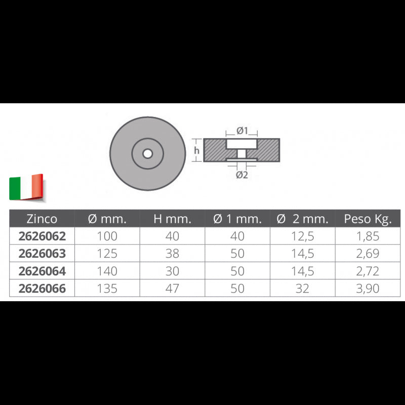 ANODO RICAMBIO Ø MM.135 - 2626066 - TECNOSEAL