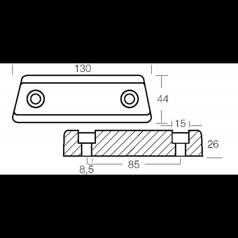 BARRA UNIVERSALE DUO PROP ALLUMINIO - 2626507A - TECNOSEAL
