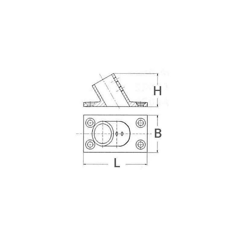 BASE RETT. INOX 60° Ø MM.25 - 2928125 - FORNITURE NAUTICHE ITALIANE
