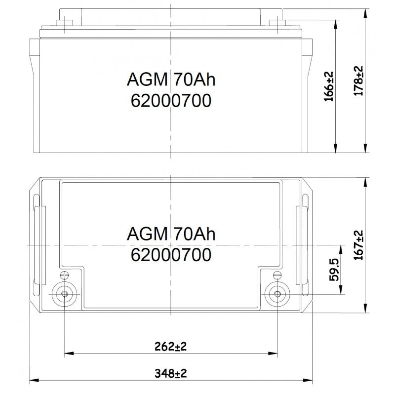 Mastervolt AGM Battery 12/70Ah - 3941091 - MASTERVOLT