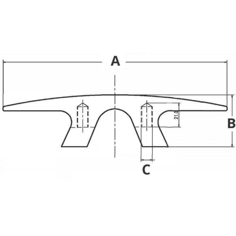 BITTA IN ACCIAIO INOX MM.250 - 4645510 - FORNITURE NAUTICHE ITALIANE
