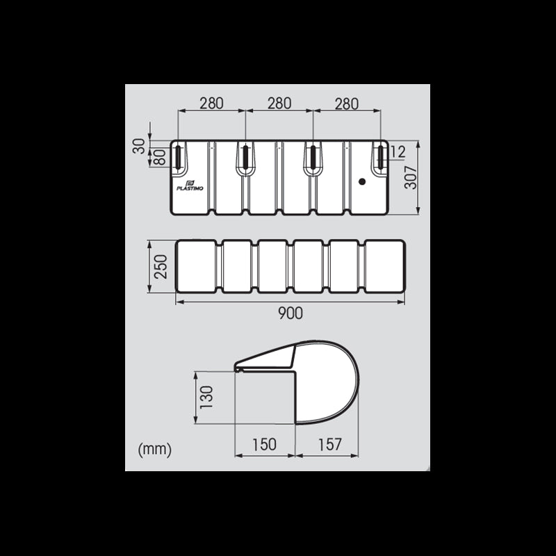BUMPER DRITTO Ø mm 307x900 - P65690 - PLASTIMO