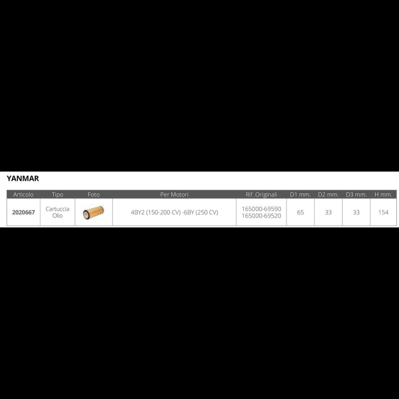 CART.OLIO YANMAR RIF.OR.16500-69520 - 2020667 - FORNITURE NAUTICHE ITALIANE