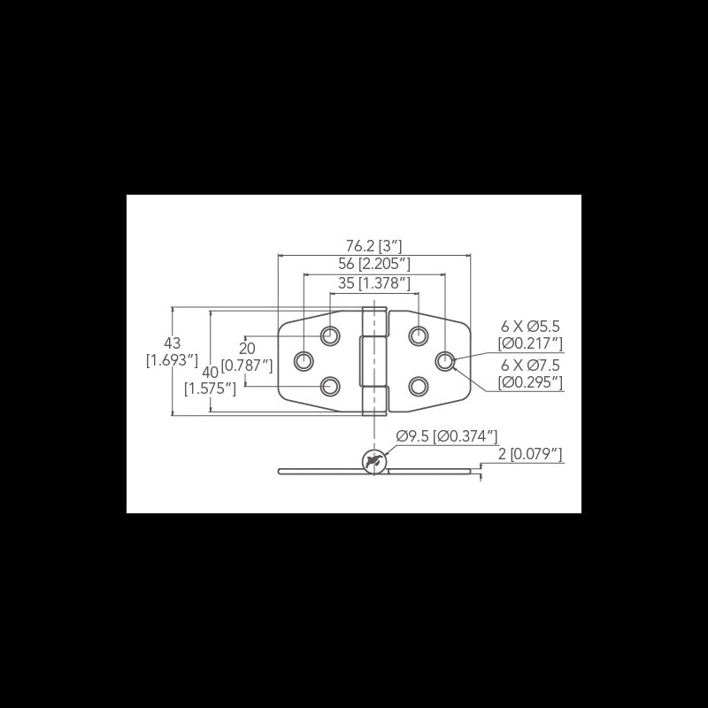 CERNIERA INOX CON FRIZIONE MM.40X76 - 4949372 - MARINE TOWN