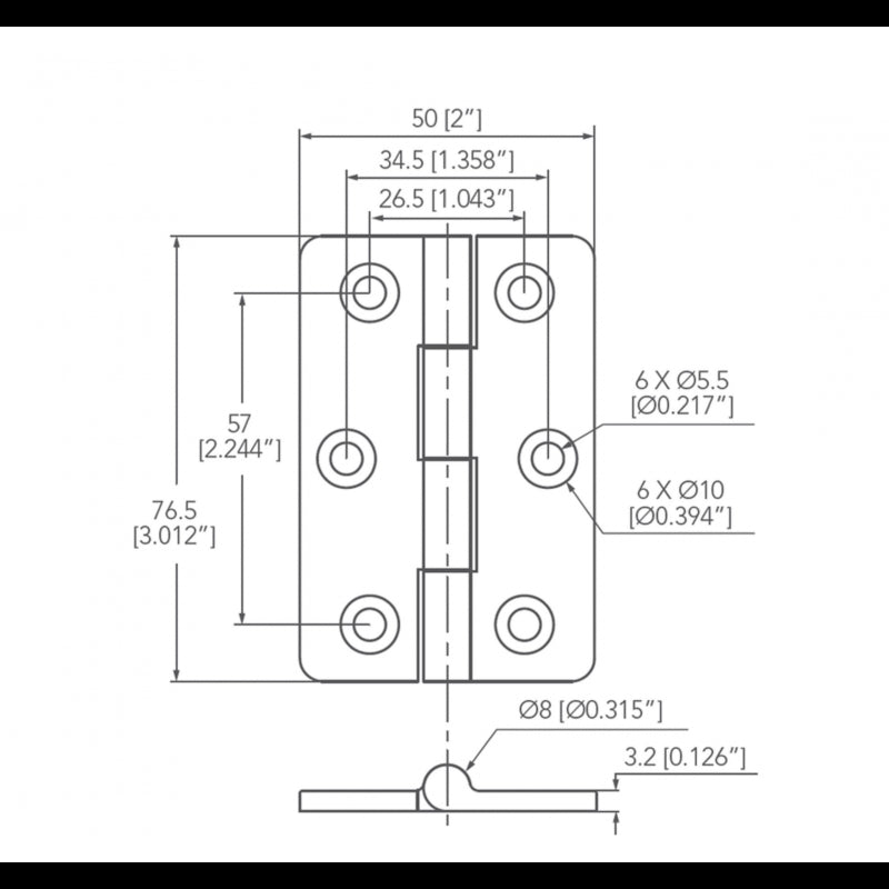 CERNIERA INOX MM 50x76,5 - 4949505 - MARINE TOWN