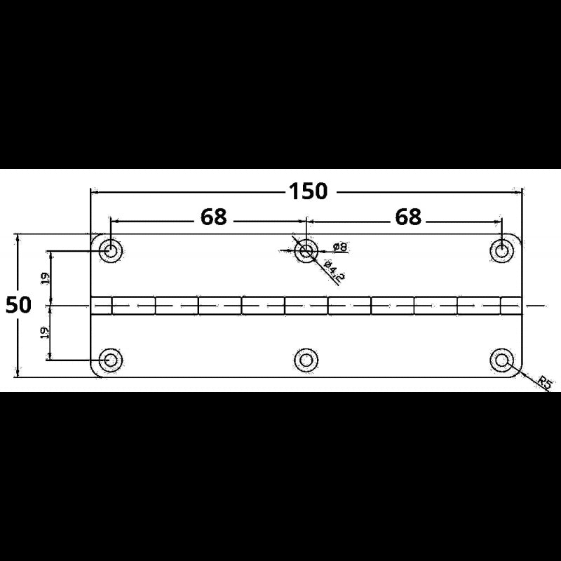 CERNIERA IN ACCIAIO INOX MM.150X50 - 4949279 - FORNITURE NAUTICHE ITALIANE
