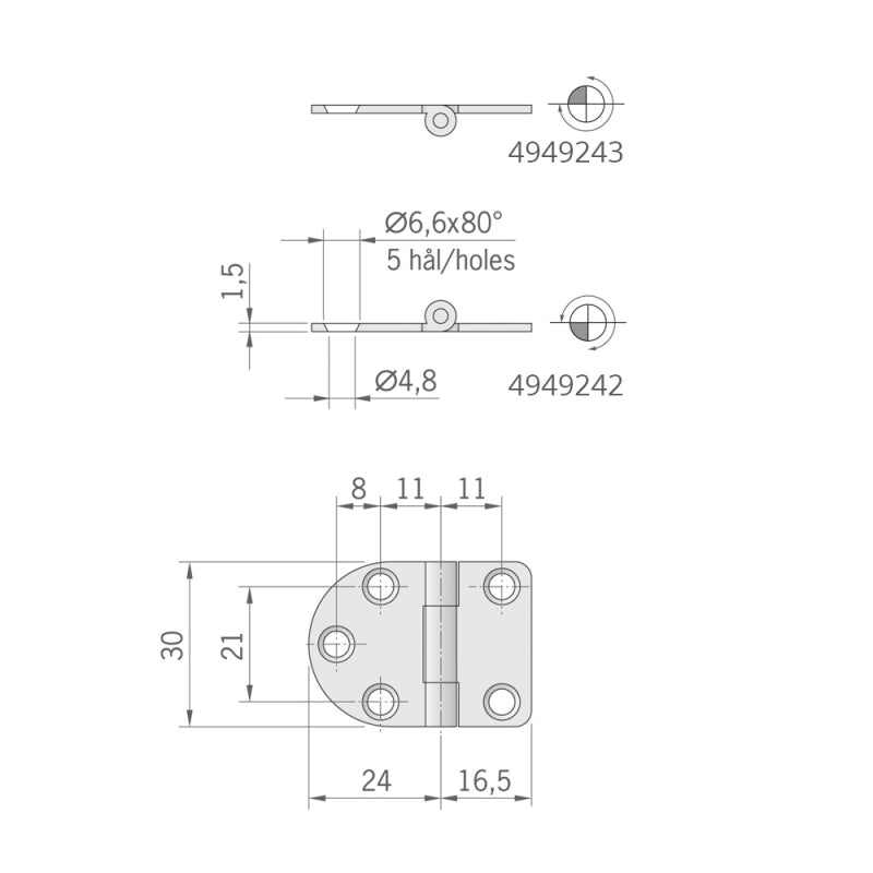 CERNIERA INOX MM.40X30 ROVESCIATA - 4949243 - ROCA