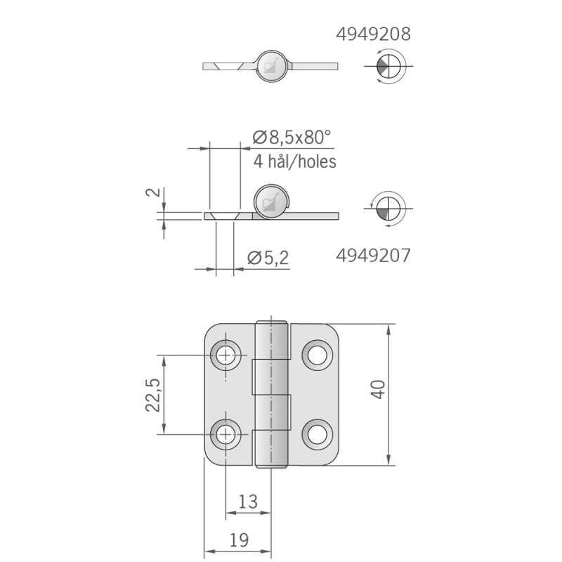 CERNIERA INOX MM.40X38 STANDARD - 4949207 - ROCA