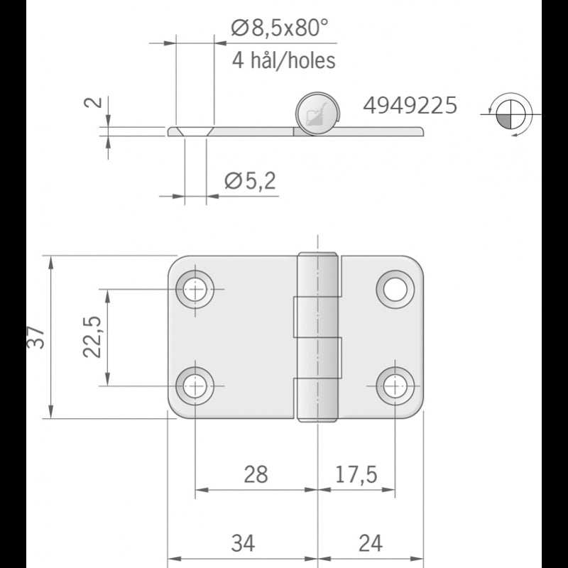 CERNIERA INOX MM.58X37 - 4949225 - ROCA
