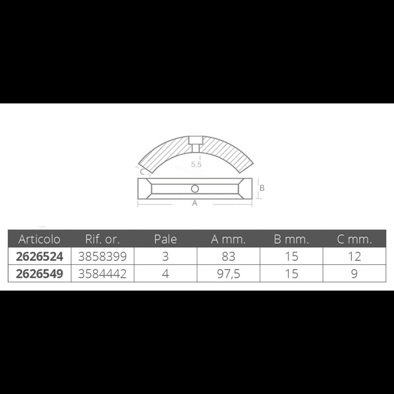 COLLARE IN ZINCO PER ELICA 4 PALE - 2626549 - TECNOSEAL