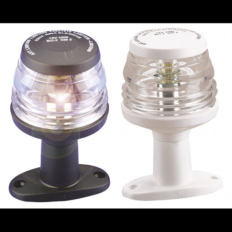FANALE BIANCO 360° BASE NERA - 4081110 - FORNITURE NAUTICHE ITALIANE