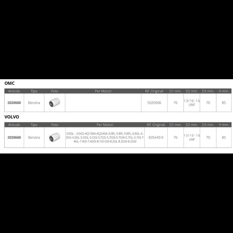 FILTRO BENZINA OMC  VOLVO - 2020660 - FORNITURE NAUTICHE ITALIANE