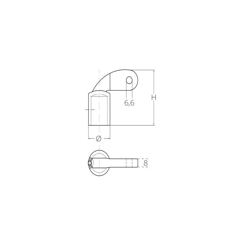 GIUNTO A CAPPUCCIO RICURVO Ø MM.25 - 6565625 - FORNITURE NAUTICHE ITALIANE